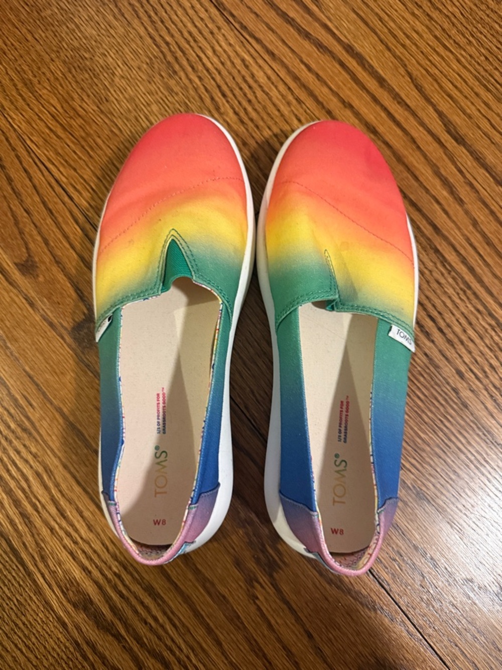 TOMS Rainbow Ombre Slip-On Shoes - Red, Yellow, Green, Blue
